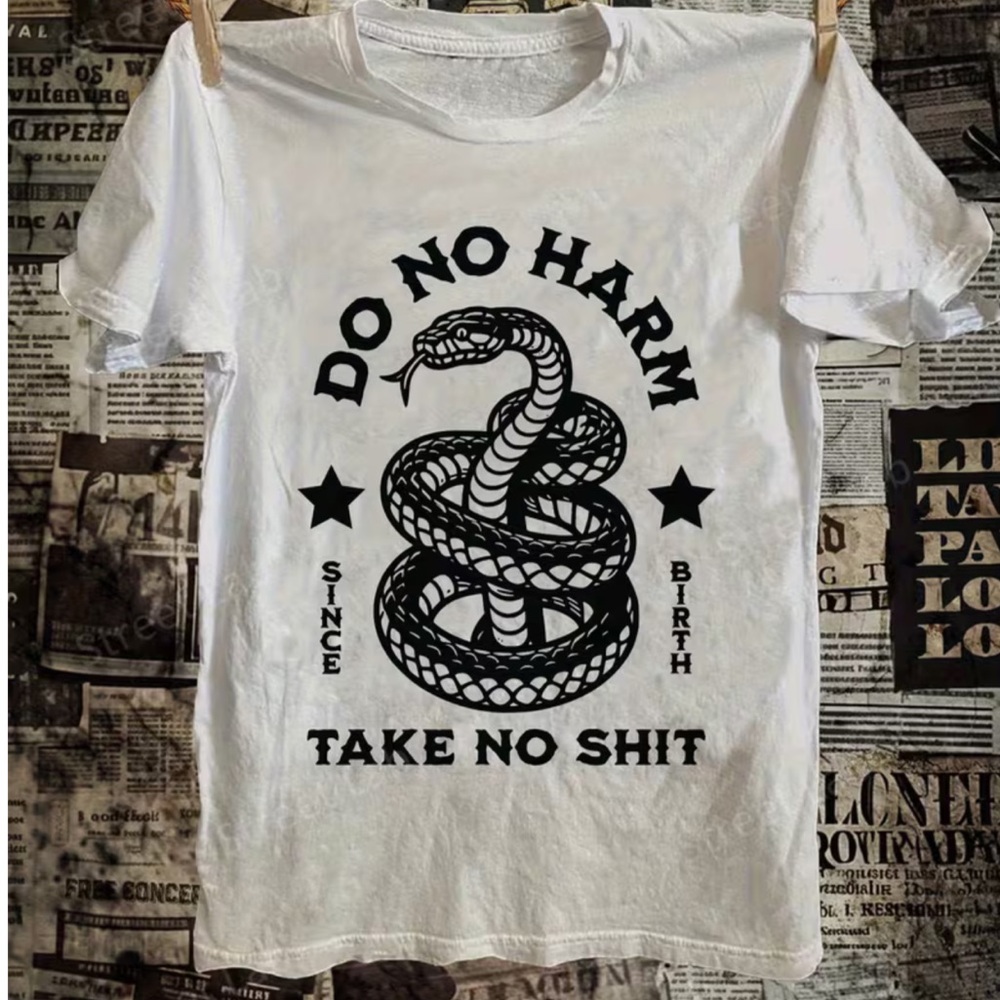 NEW! Do No Harm Take No Shit White Graphic Tee